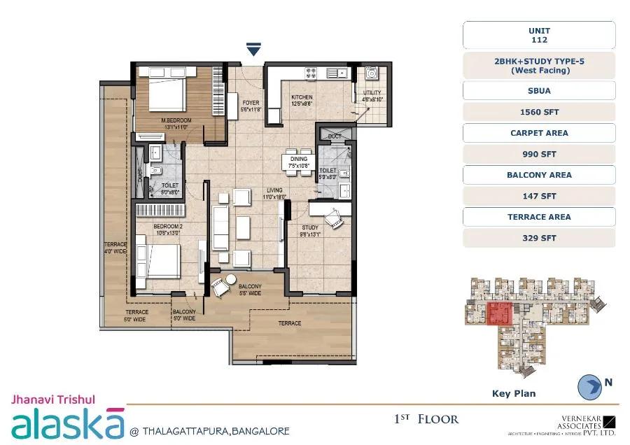 2BHK-Study 1560 - Jhanavi Trishul Alaska