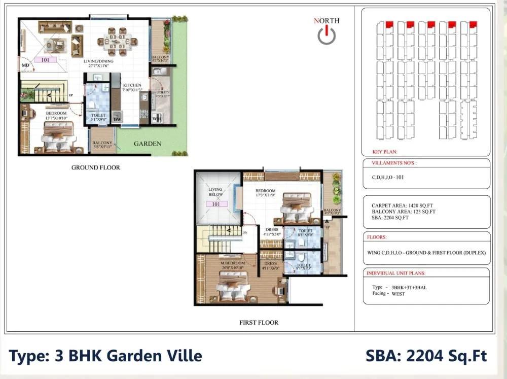 3BHK Garden 2204 - SBR Global Queensville