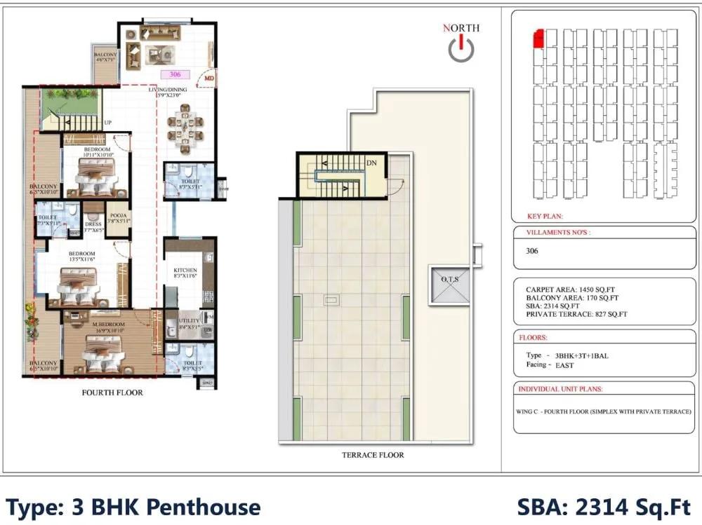 3BHK Penthouse 2314 - SBR Global Queensville