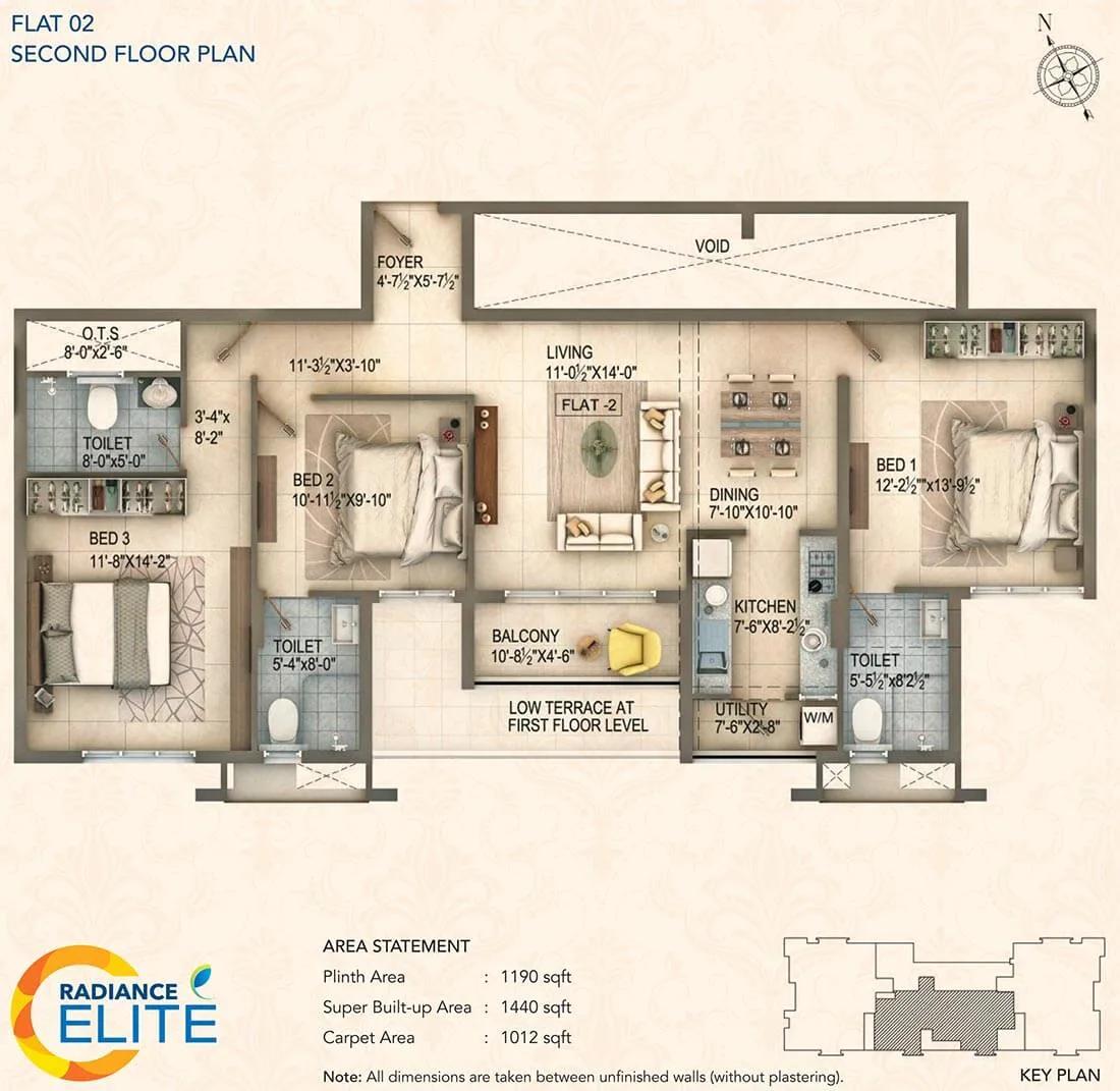 3 BHK 2nd Floor - 1440 - Radiance Elite Teynampet