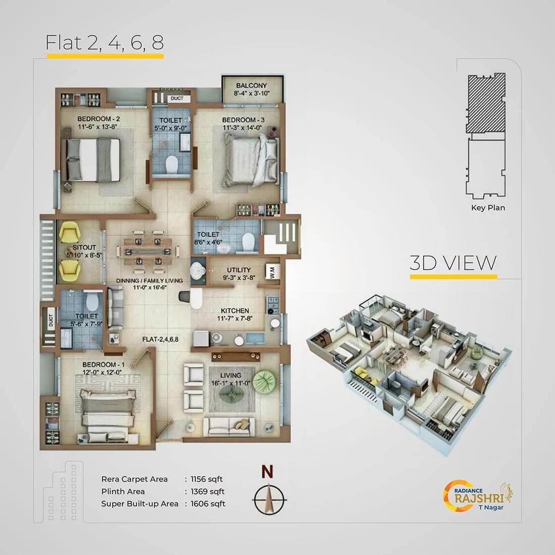 3 BHK Even - 1606 - Radiance Rajshri T Nagar