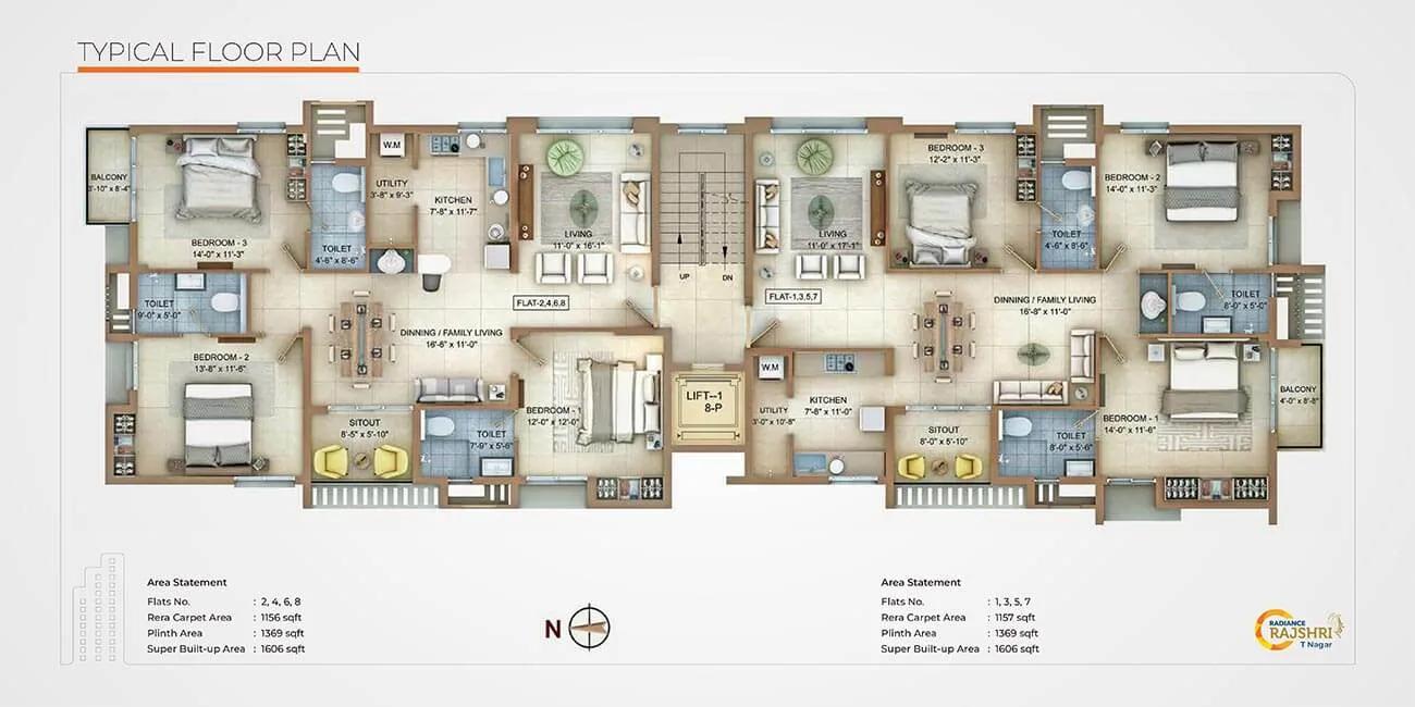 Typical Floor Plan - Radiance Rajshri T Nagar