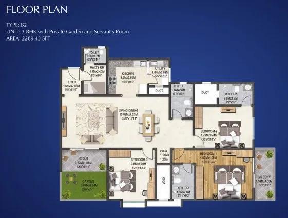 3BHK – 2289 – Sobha Indraprastha