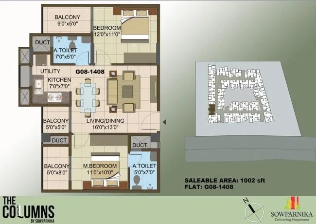 2 BHK – 1002 – Sowparnika Columns