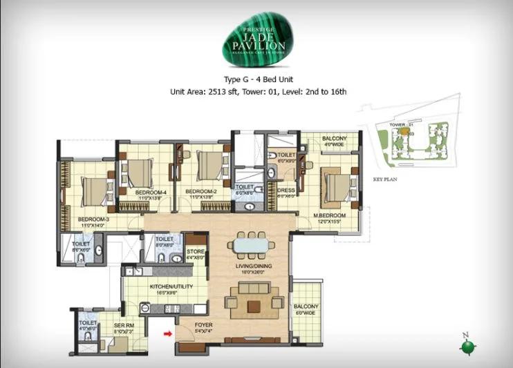 4BHK – 2513 – Prestige Jade Pavilion