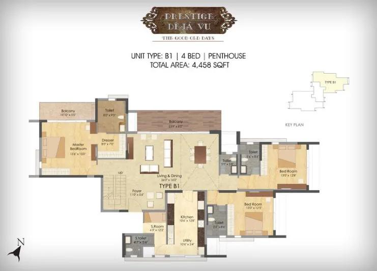 PH – 4BHK – 4458 – Prestige Deja Vu