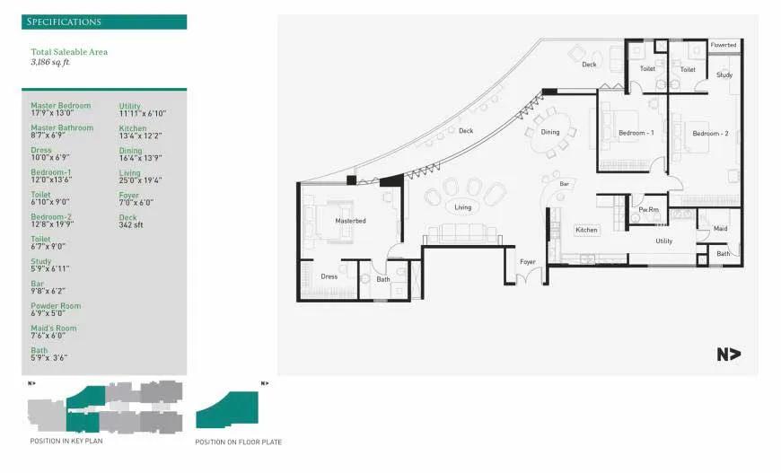 3 BHK – 3186 – La Palazzo