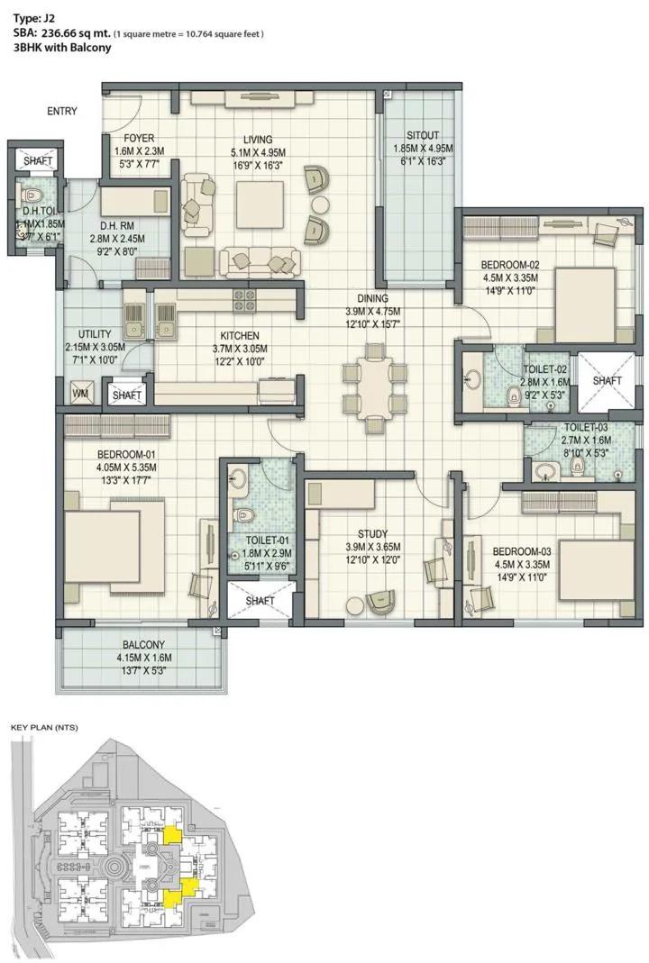 3BHK – J2 – Sobha Palladian