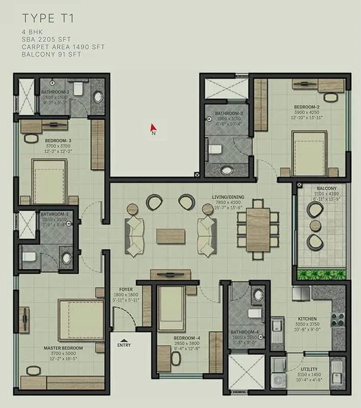 2205 4 BHK - Sobha Arbor