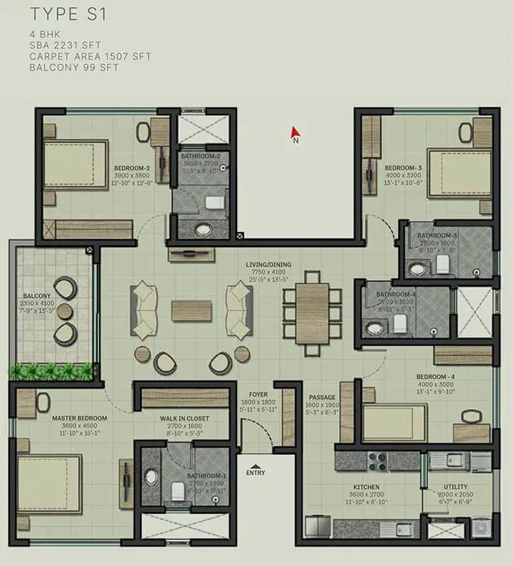 2231 4 BHK - Sobha Arbor