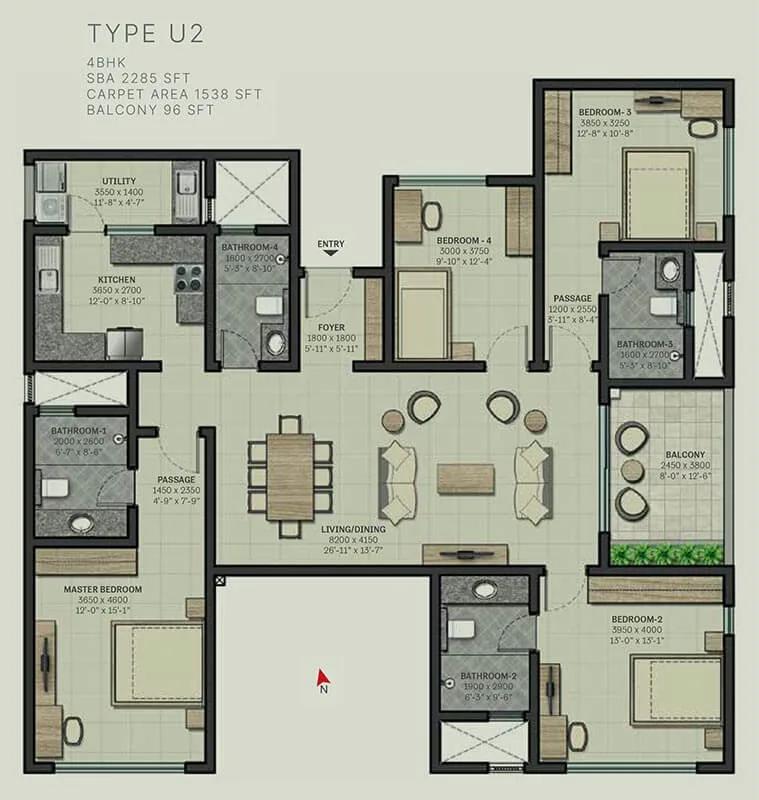 2285 4 BHK - Sobha Arbor