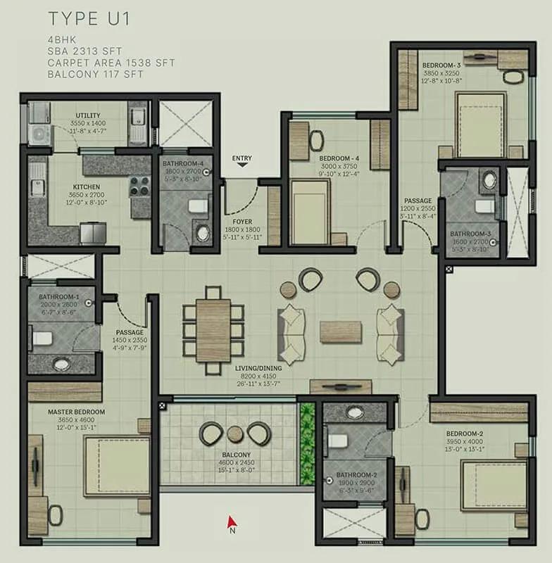2313 4 BHK - Sobha Arbor