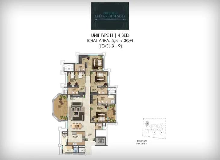 4BHK – 3817 – Prestige Leela Residences