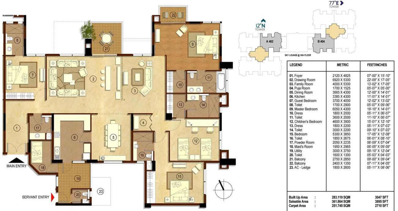 4 BHK + SR – 3895 – RMZ Latitude