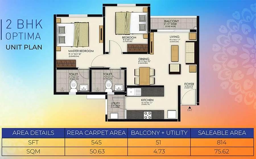 814 2BHK Optima - TATA New Haven