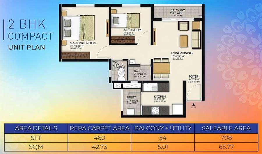 708 2BHK Compact - TATA New Haven