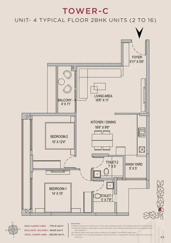 2.5bhk 822 arvind skycrest bannerghatta