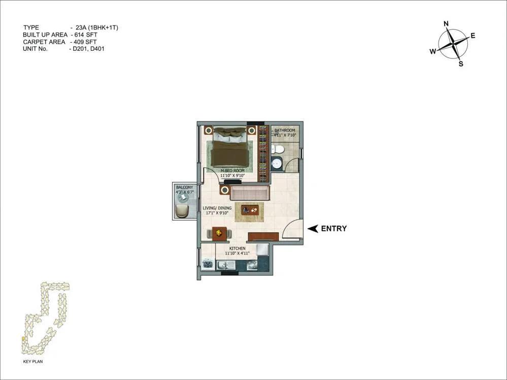 1 BHK - 614 CasaGrand Royce
