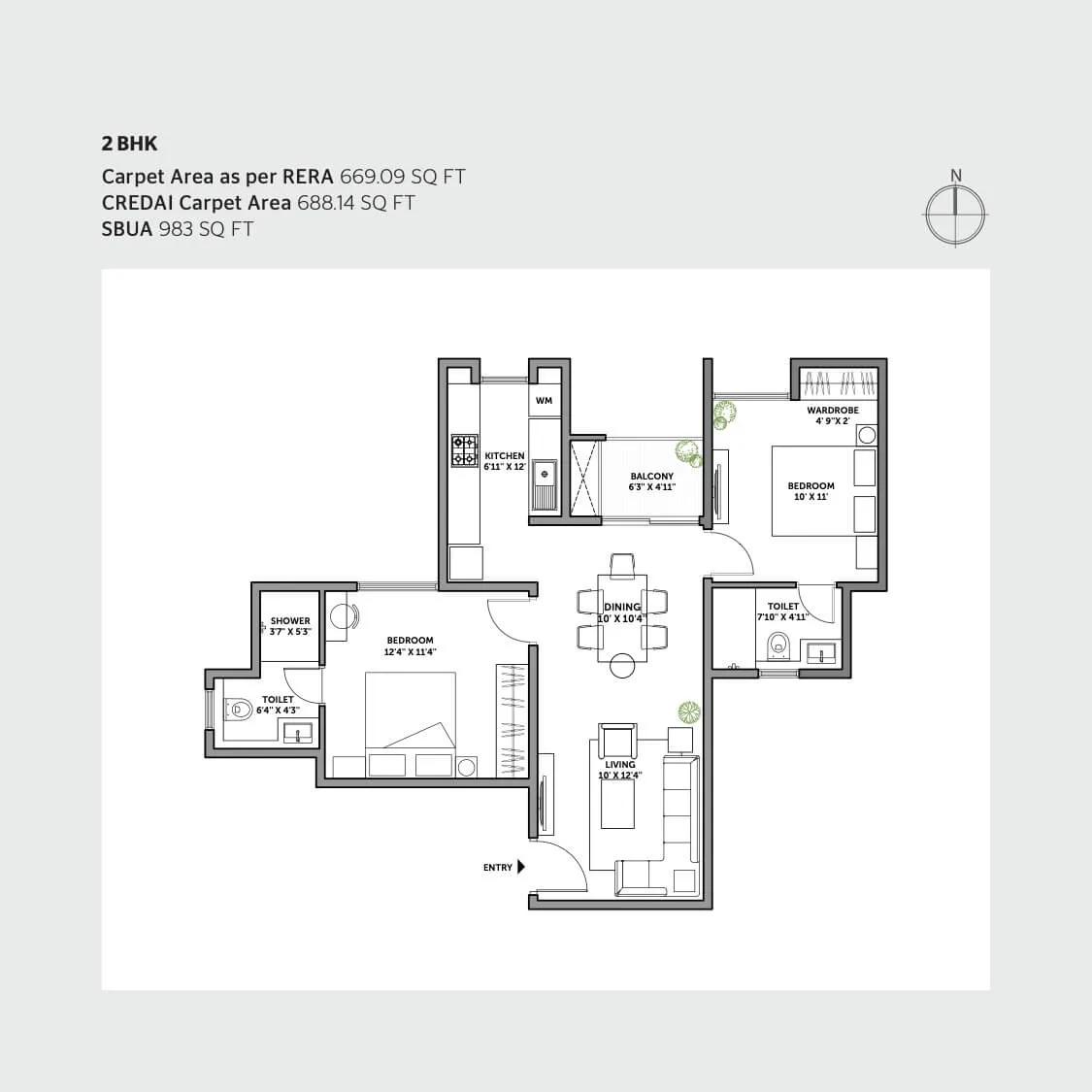 Assetz Canvas And Cove Floor Plan - 2 BHK