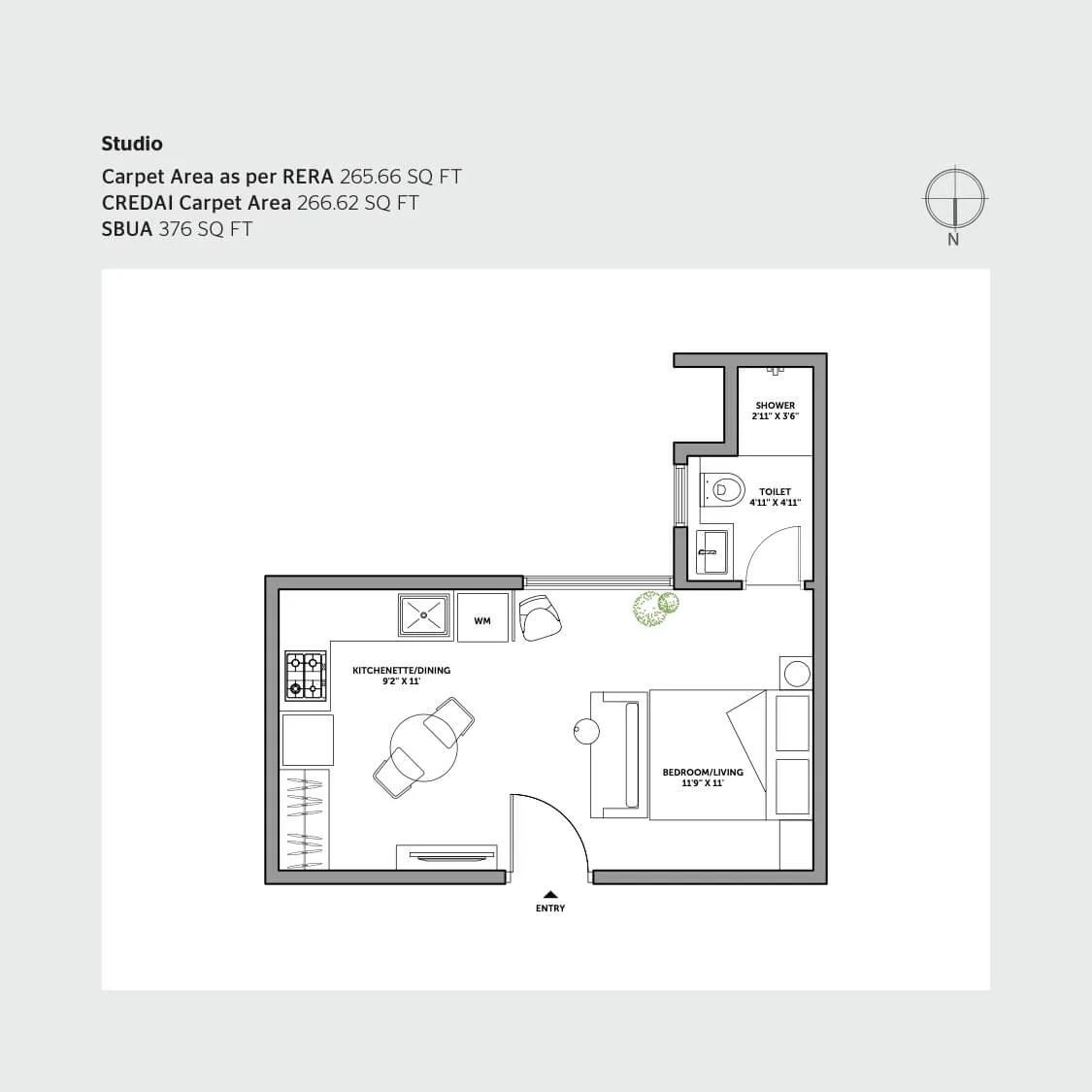 Assetz Canvas And Cove Floor Plan - Studio