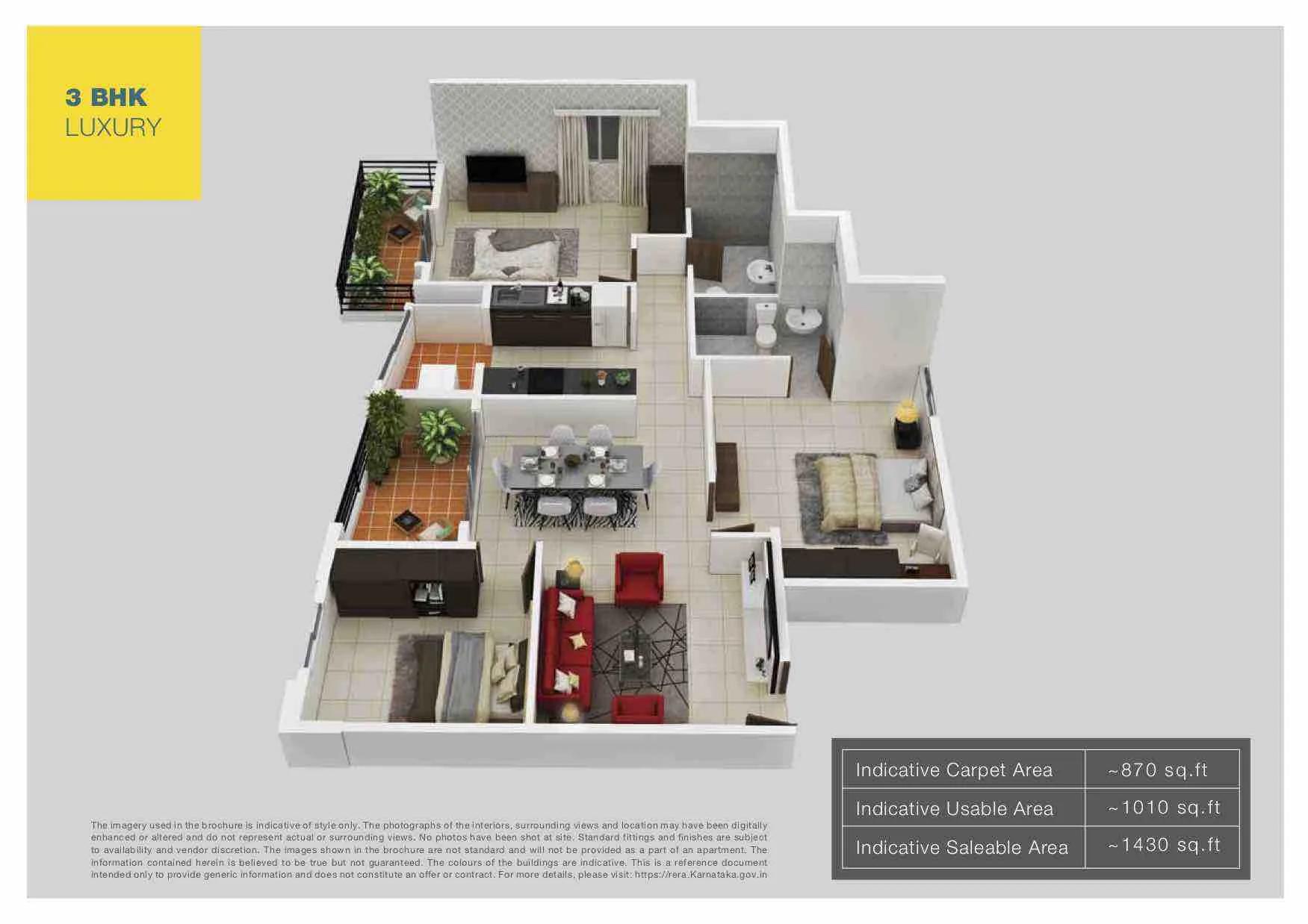 Provident Northern Destiny 3 BHK Luxury Plan