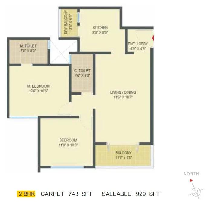 2 BHK – 929 – Pride Springfields
