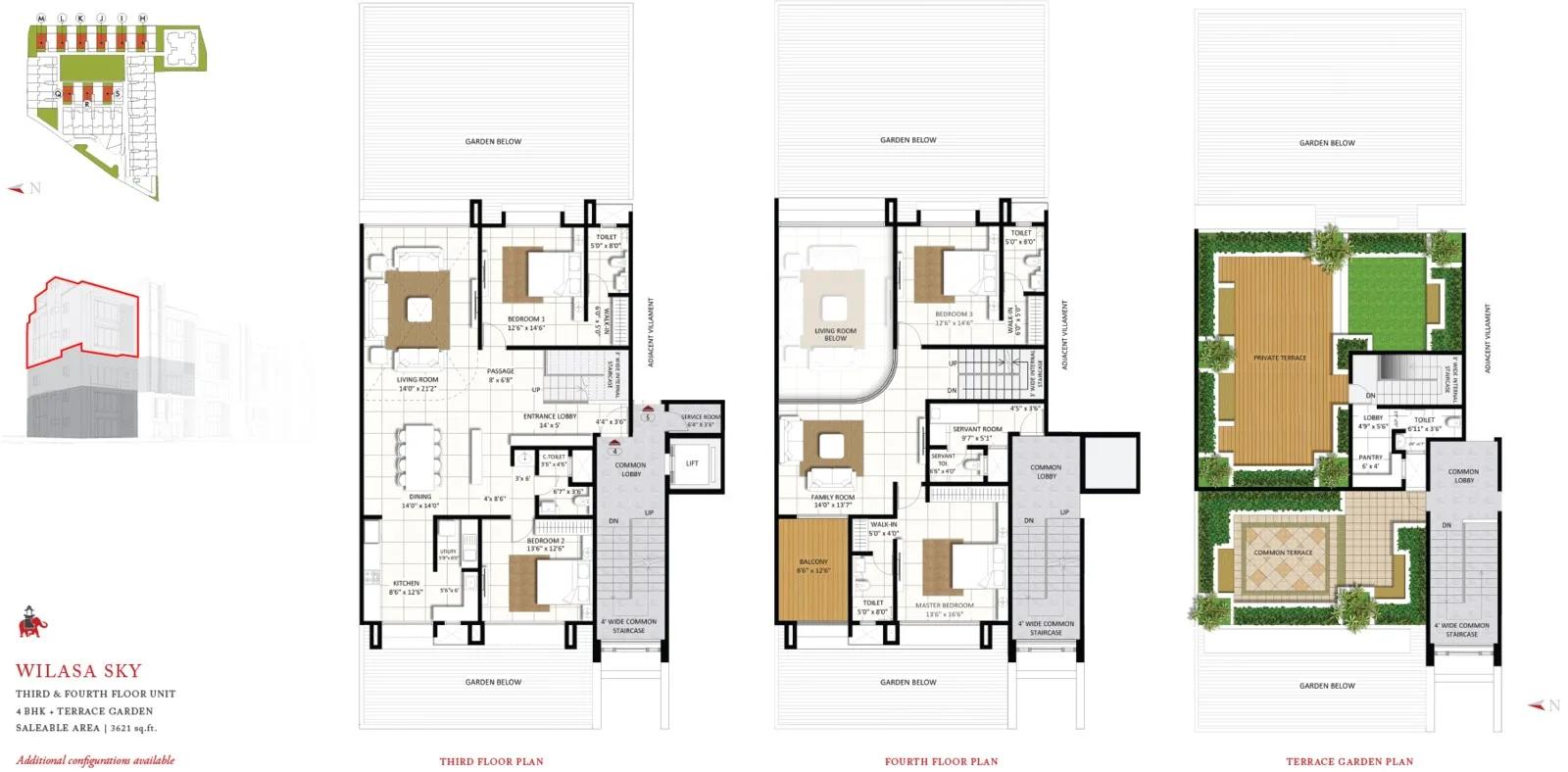 4 BHK Terrace Garden – 3621 – Third & Fourth – Pride Wilasa