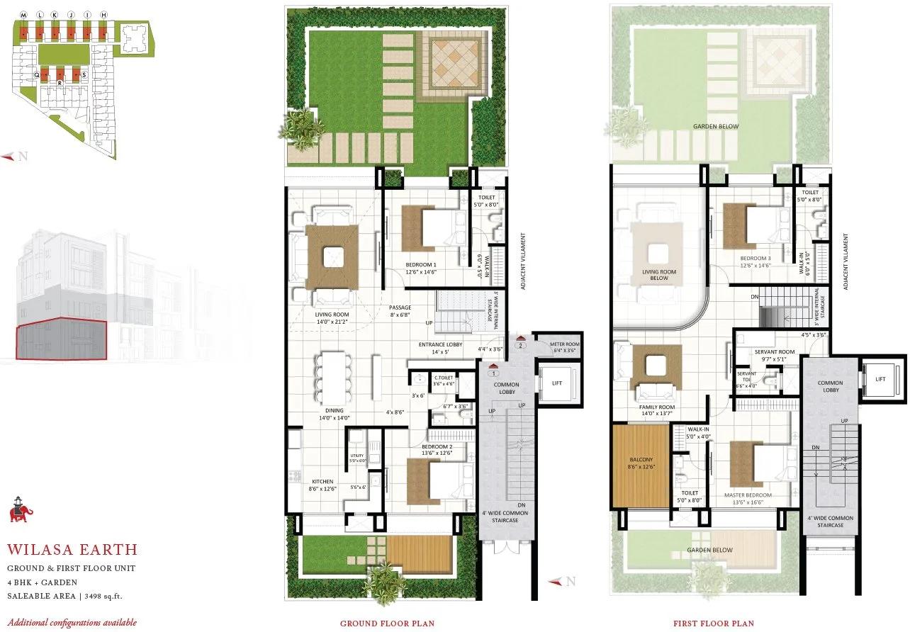 4 BHK – 3498 – Ground & First – Pride Wilasa