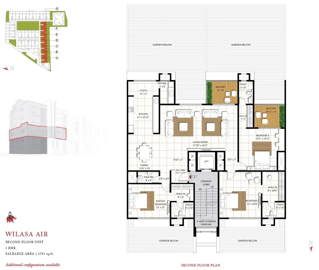 3 BHK – 2791 – 2nd Floor – Pride Wilasa