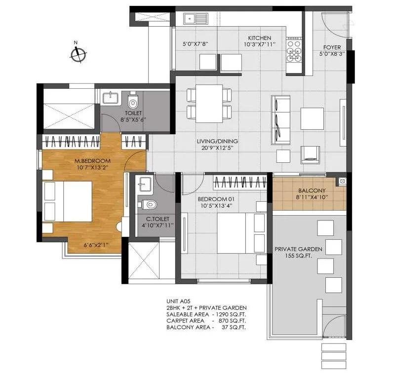 2 BHK – 1290 – DNR Casablanca Launch