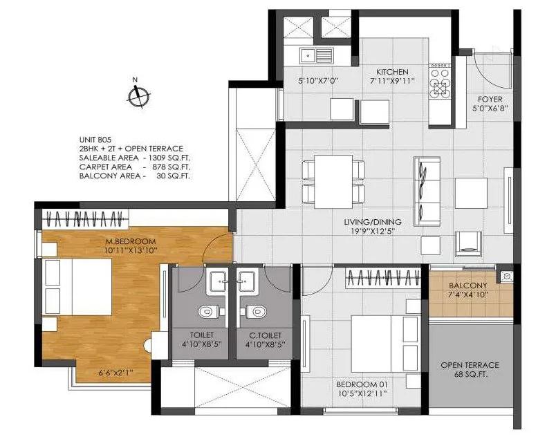 2 BHK – 1309 – DNR Casablanca Launch