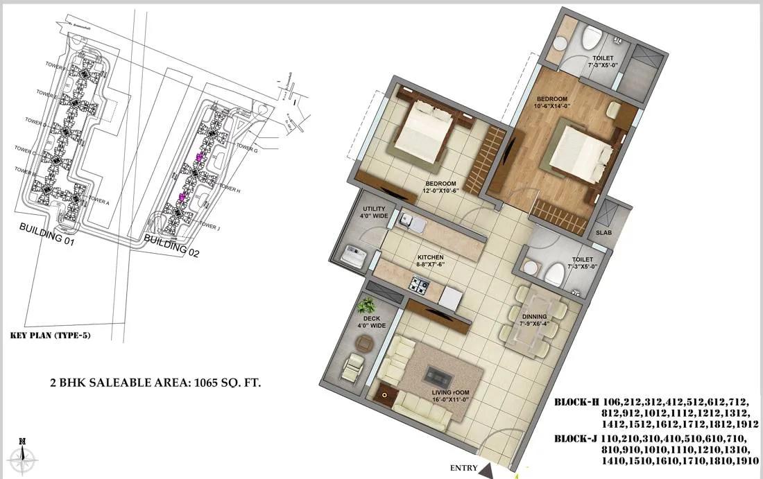 2 BHK – 1065 – Shriram Greenfield