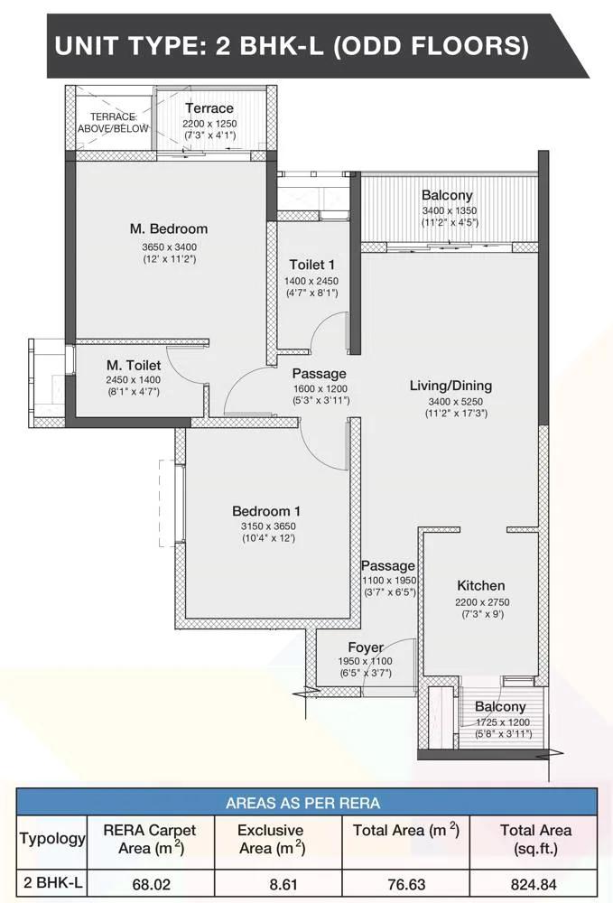 2 BHK Large - 825 Godrej Nurture Pune
