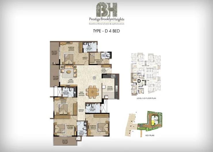 4BHK – D – Prestige Brooklyn Heights