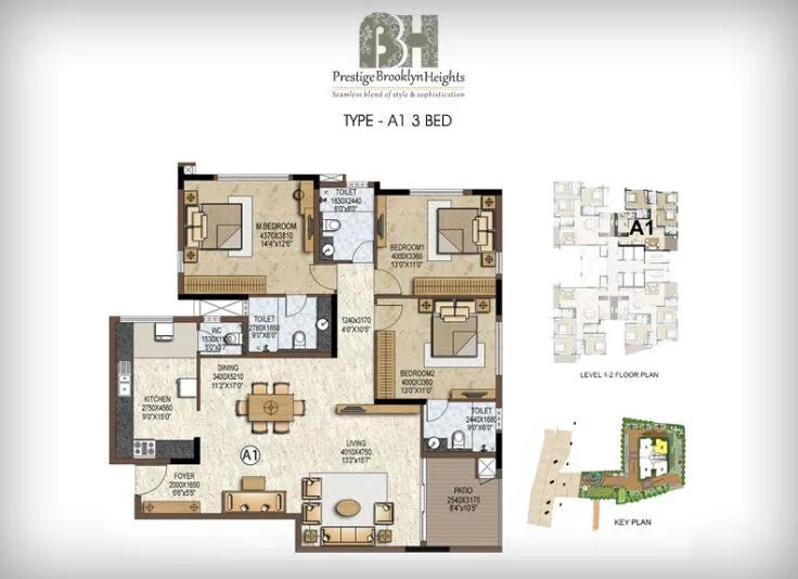 3BHK – A1 – Prestige Brooklyn Heights