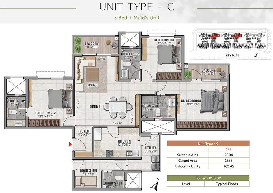 3BHK 2004 - Prestige Elm Park