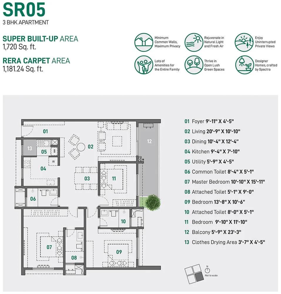 3 BHK - 1720 - Spectra Raaya Whitefield