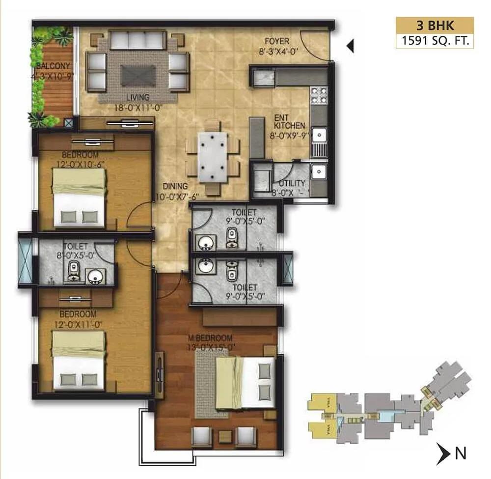 3 BHK - 1591 - RWD Corniche Egmore Chennai