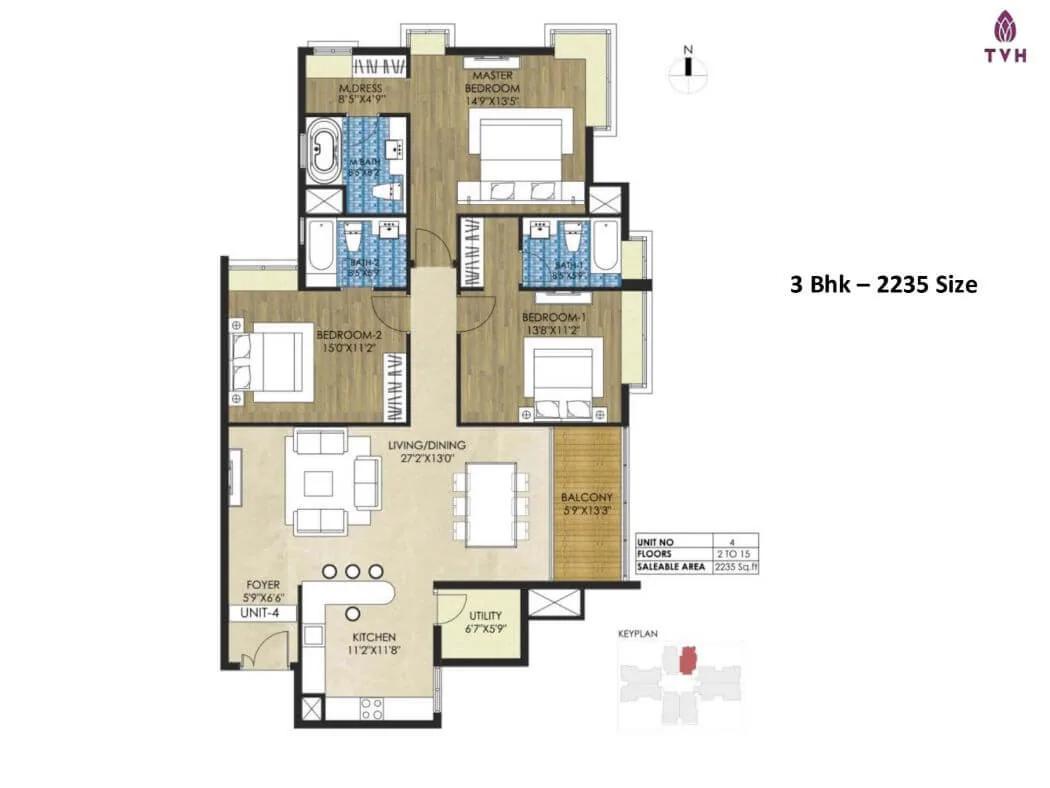 3 BHK - 2235 - TVH Quadrant Adyar Chennai
