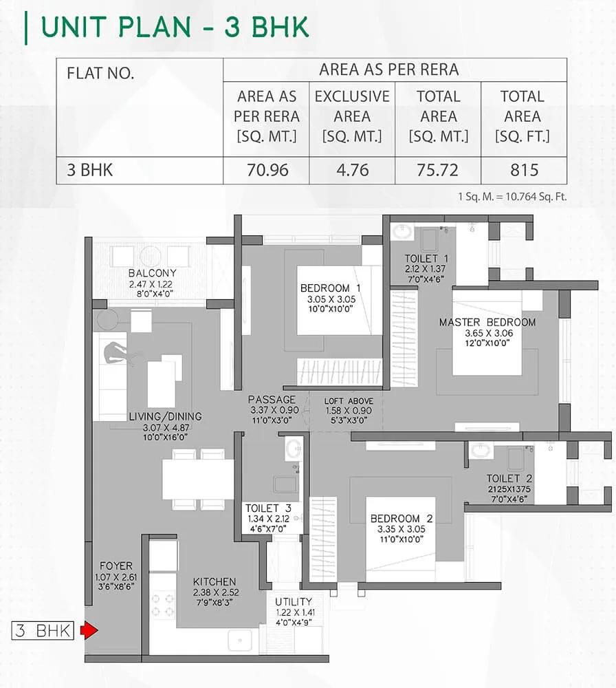 3 BHK - 815 - Godrej Green Cove Riverhills Pune