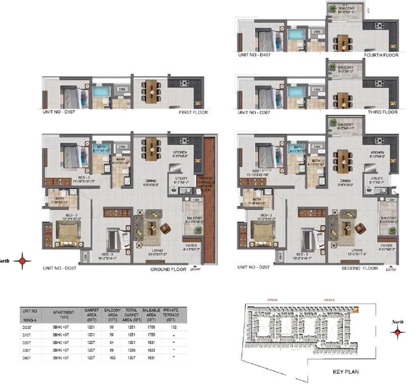 3 BHK - 1765 - CasaGrand Boulevard Hennur