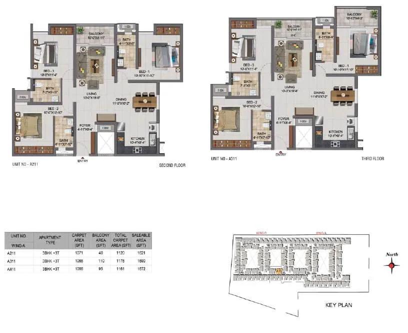 3 BHK - 1120 - CasaGrand Boulevard Hennur
