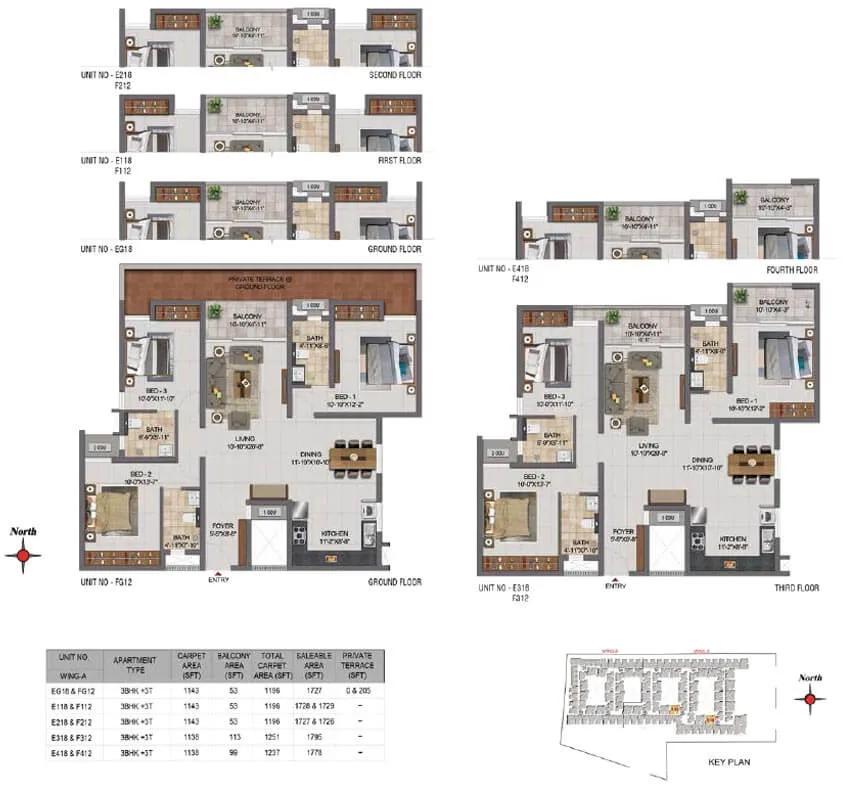 3 BHK - 1196 - CasaGrand Boulevard Hennur