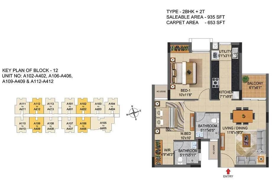 2 BHK - 935 - CasaGrand Supremus Chennai