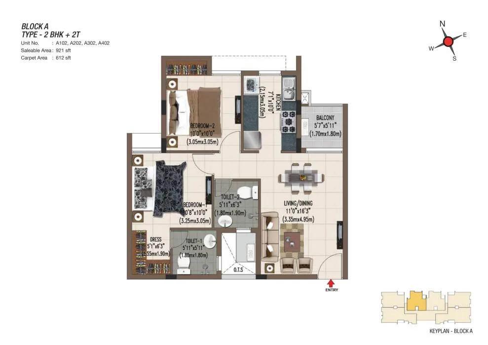 2 BHK 2T 921 - Casagrand Sereno Chennai