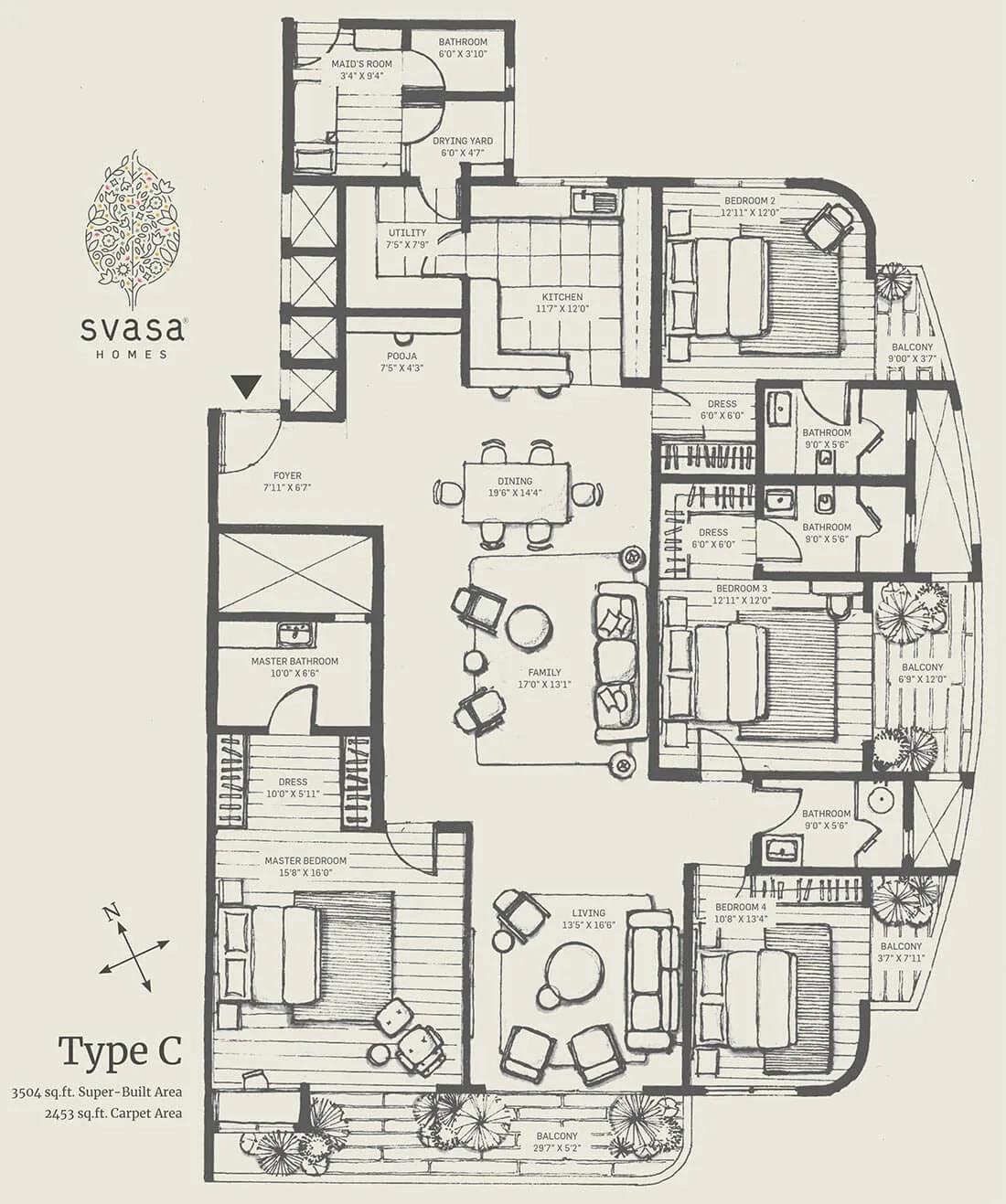 Type C - 3504 - Floor Plans Svasa Homes