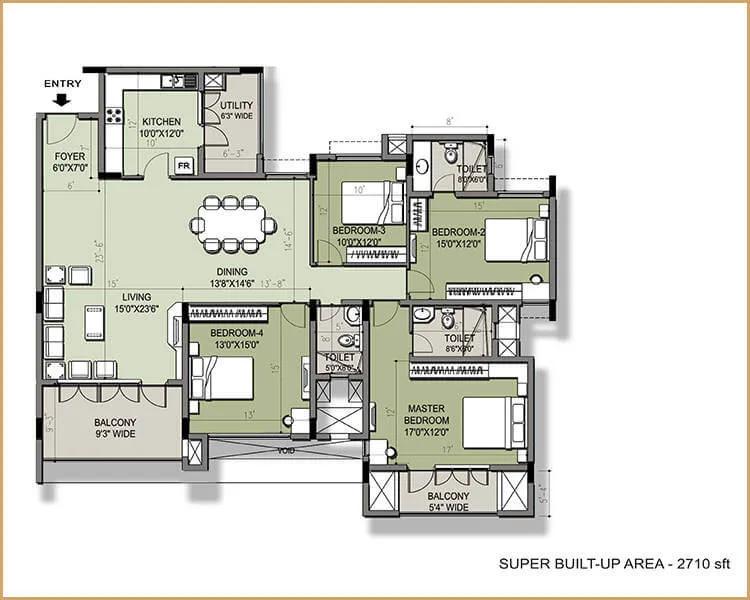 4 BHK - 2691 To 2712 - Purva Windermere Chennai