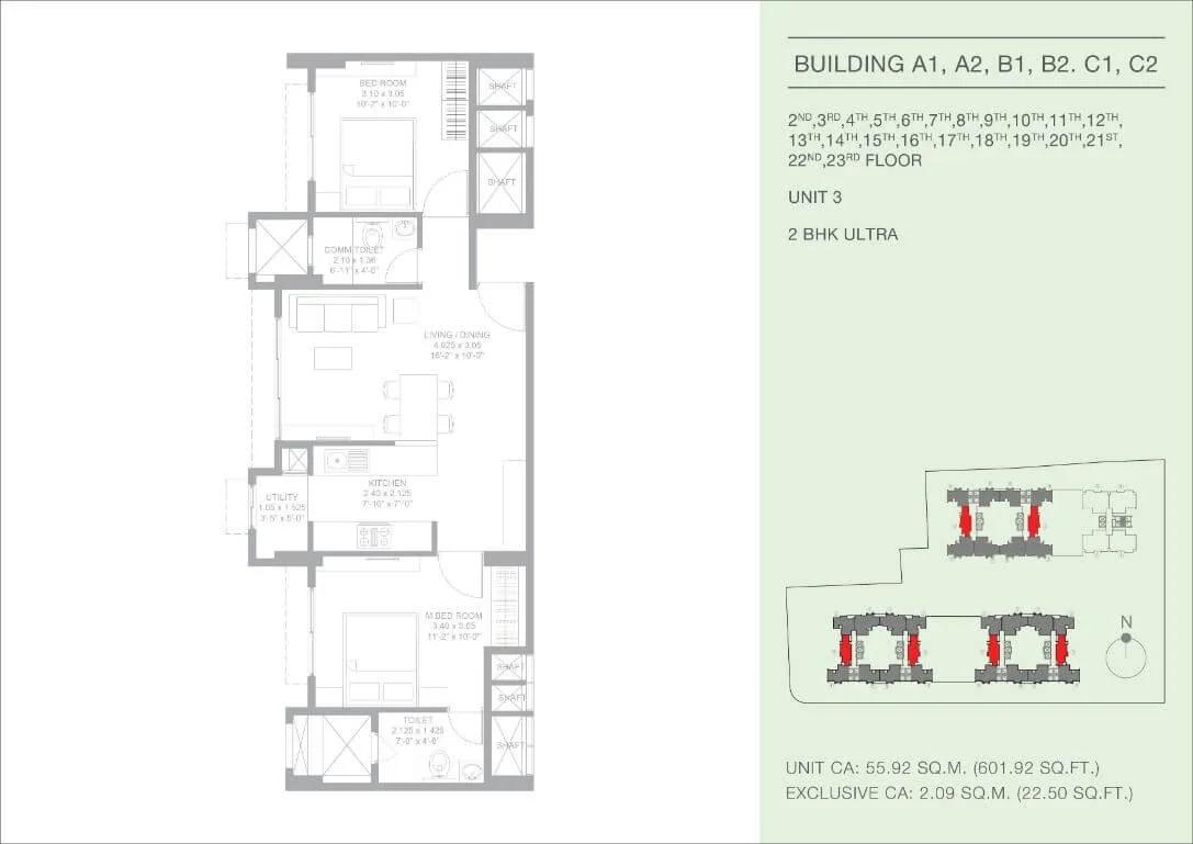 2 BHK Ultra - 601 CA - Godrej Green Glades Garden City