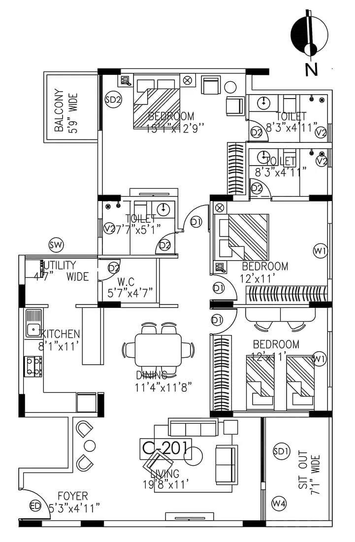3 BHK - 1830 Sqft - Umiya Woods Whitefield