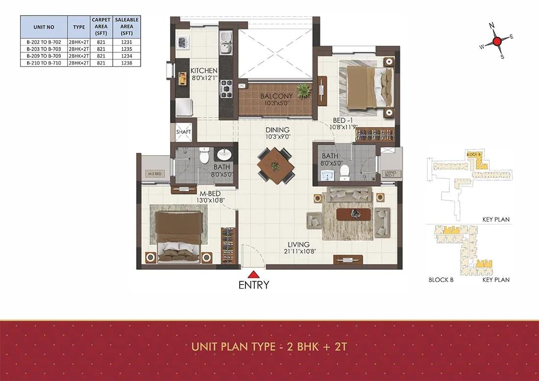 2 BHK 2T - 1238 - CasaGrand Royale Chennai